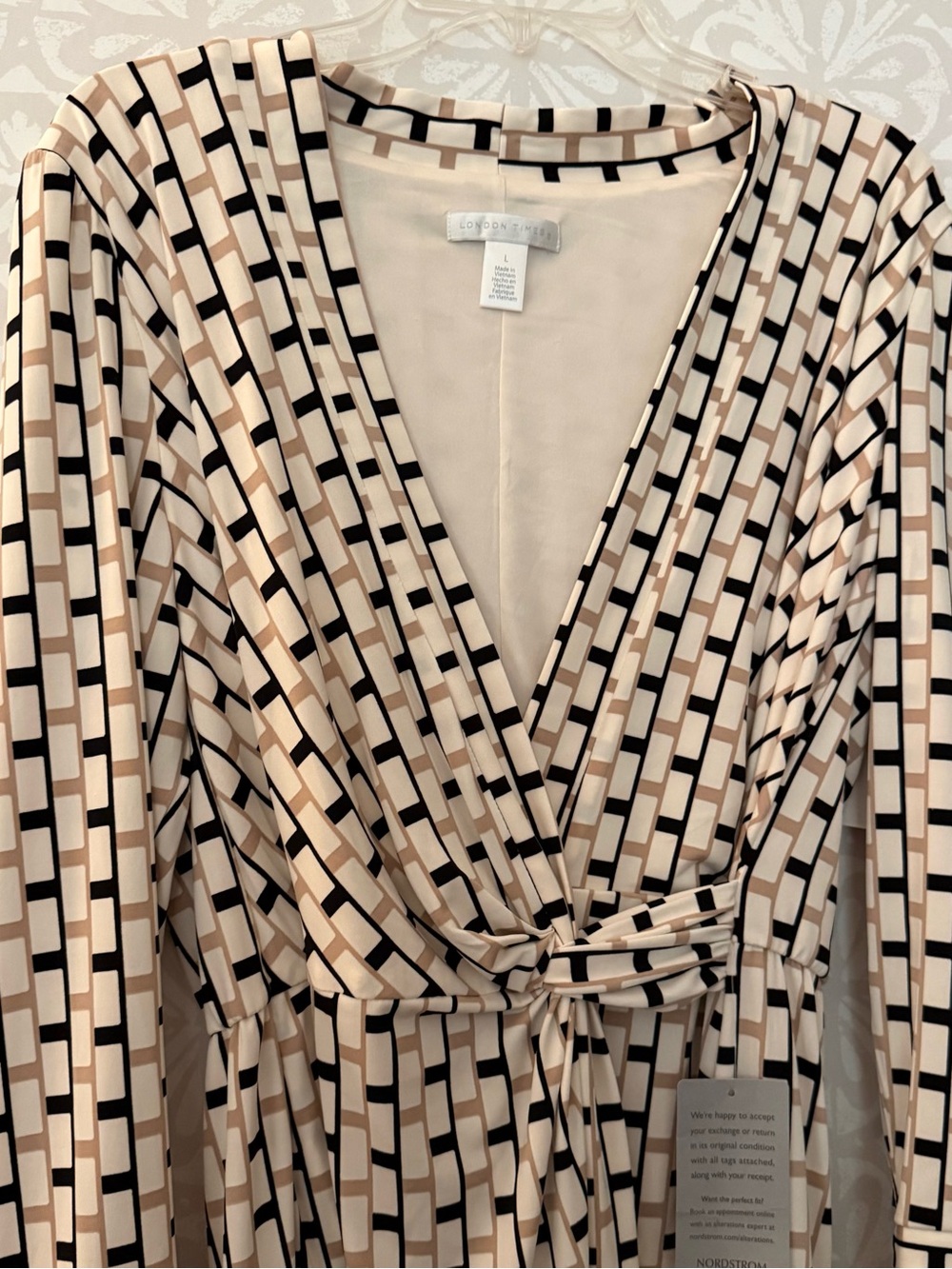 London Times Twist Front Draped Sheath Dress - Size L - New With Tags